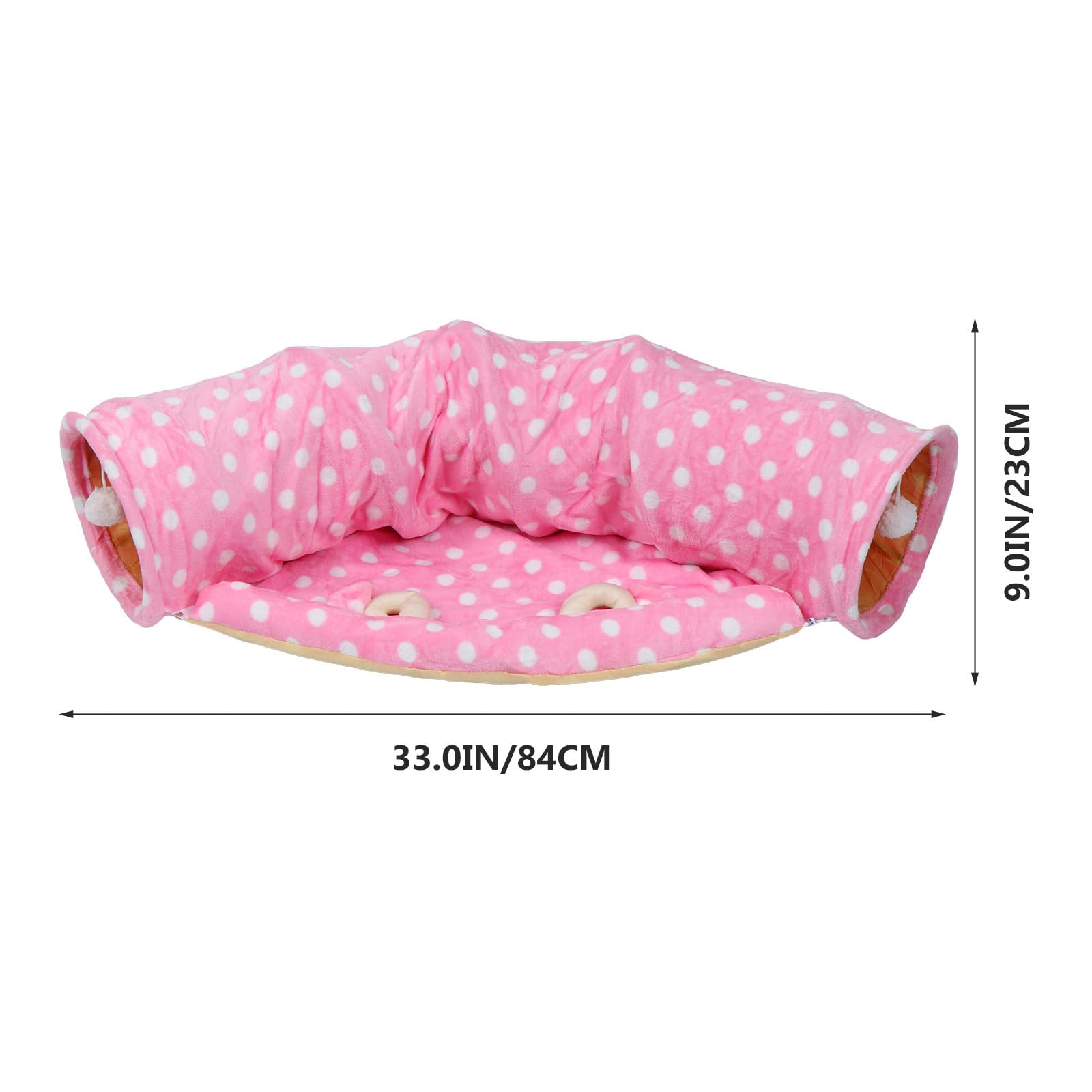 Túnel para Gatos Rosa de Lona, Dos Vías, Bola Decorativa