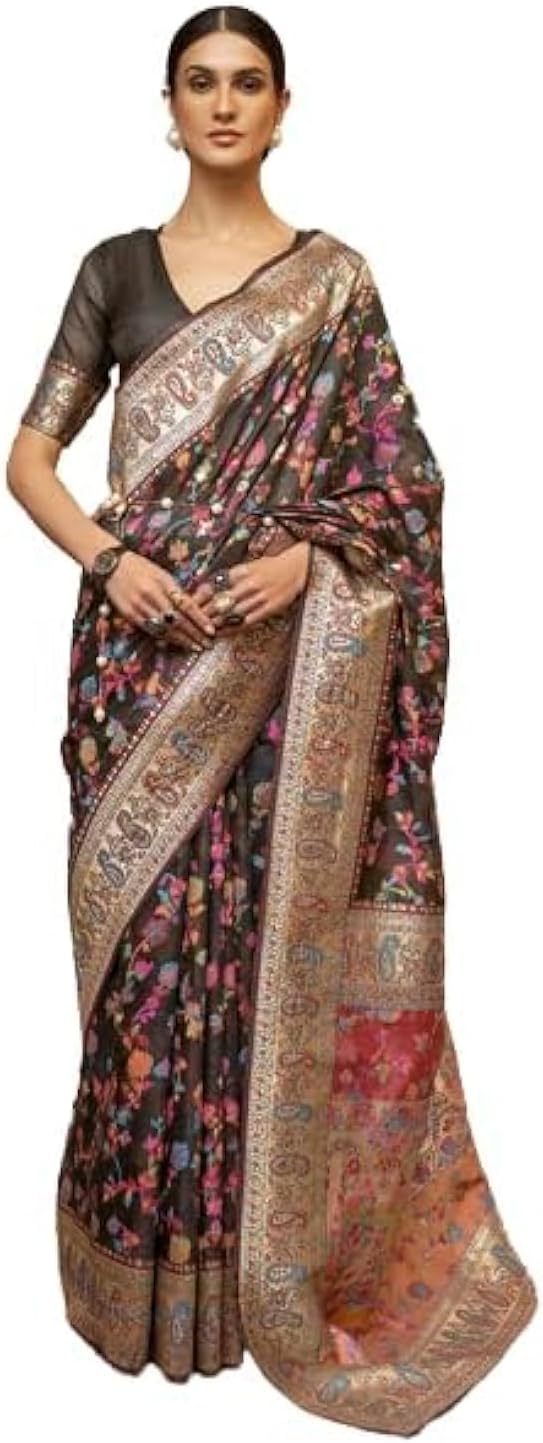 SWORNOF Women's S Kanjivaram Banarasi Silk Saree Kanchipuram Patola Saree