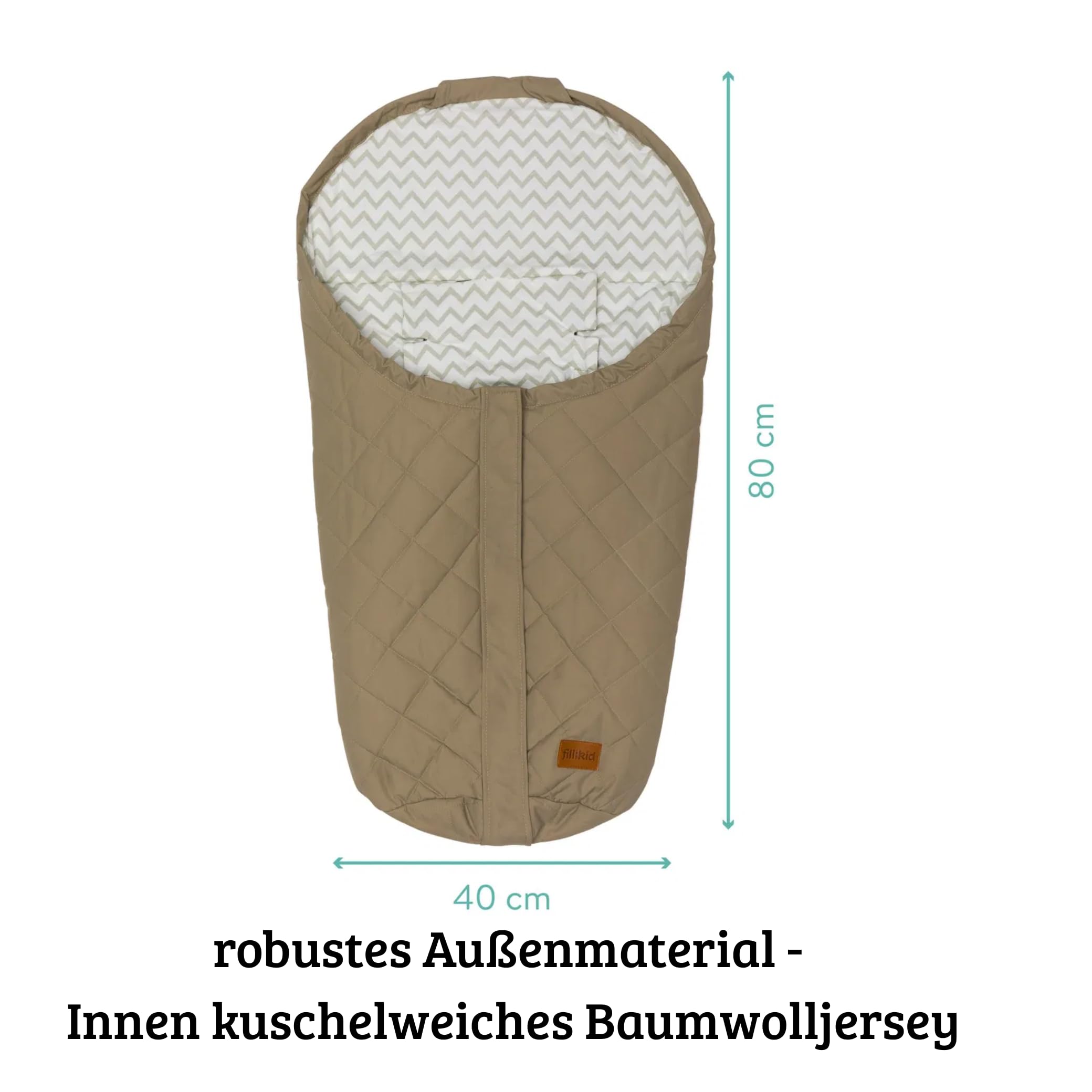 Fillikid Sommerfußsack Light Small Exclusiv 80x40cm Gruppe 0+ für Babyschale Kinderwagenwanne Universal waschbar