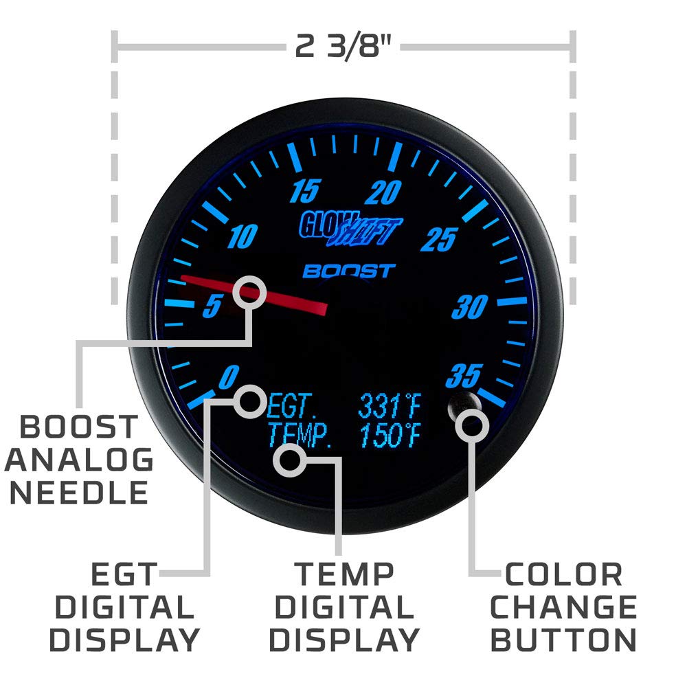 6.0 Powerstroke Tuner GlowShift 3-in-1 Diesel Gauge For Ford 7.3L Power ...