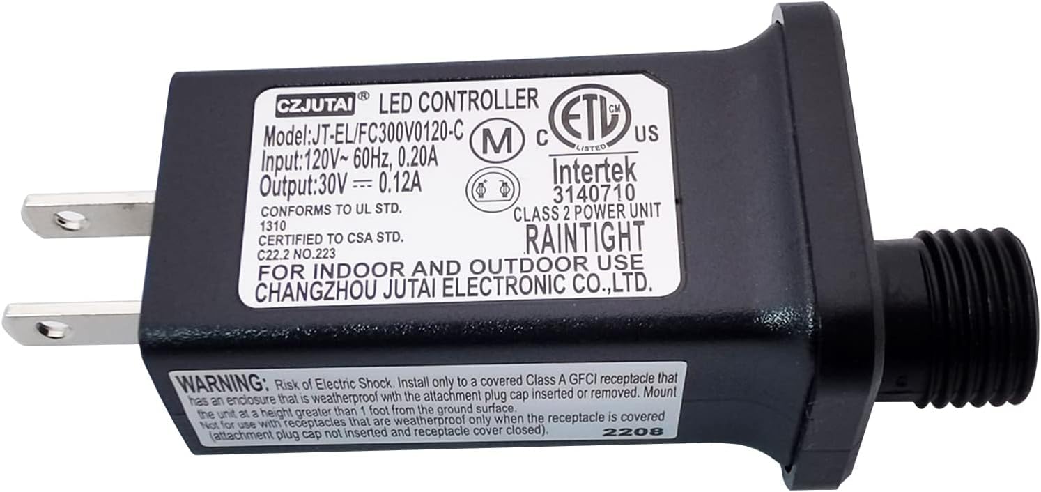 30V 0.12A LED Controller with 8 Modes, JT-EL/FC300V0120-C Class 2 Power Supply Multifunctional Transformer, Low Voltage Transformer US Plug for LED Light (30v 0.12a)
