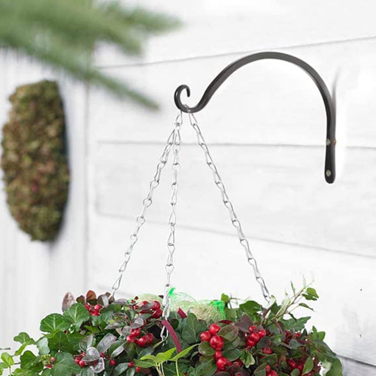 YARNOW 4pcs Hanging Flower Basket Hook Plant Bracket Rustic Wall Hook Iron Garden Flower Pot