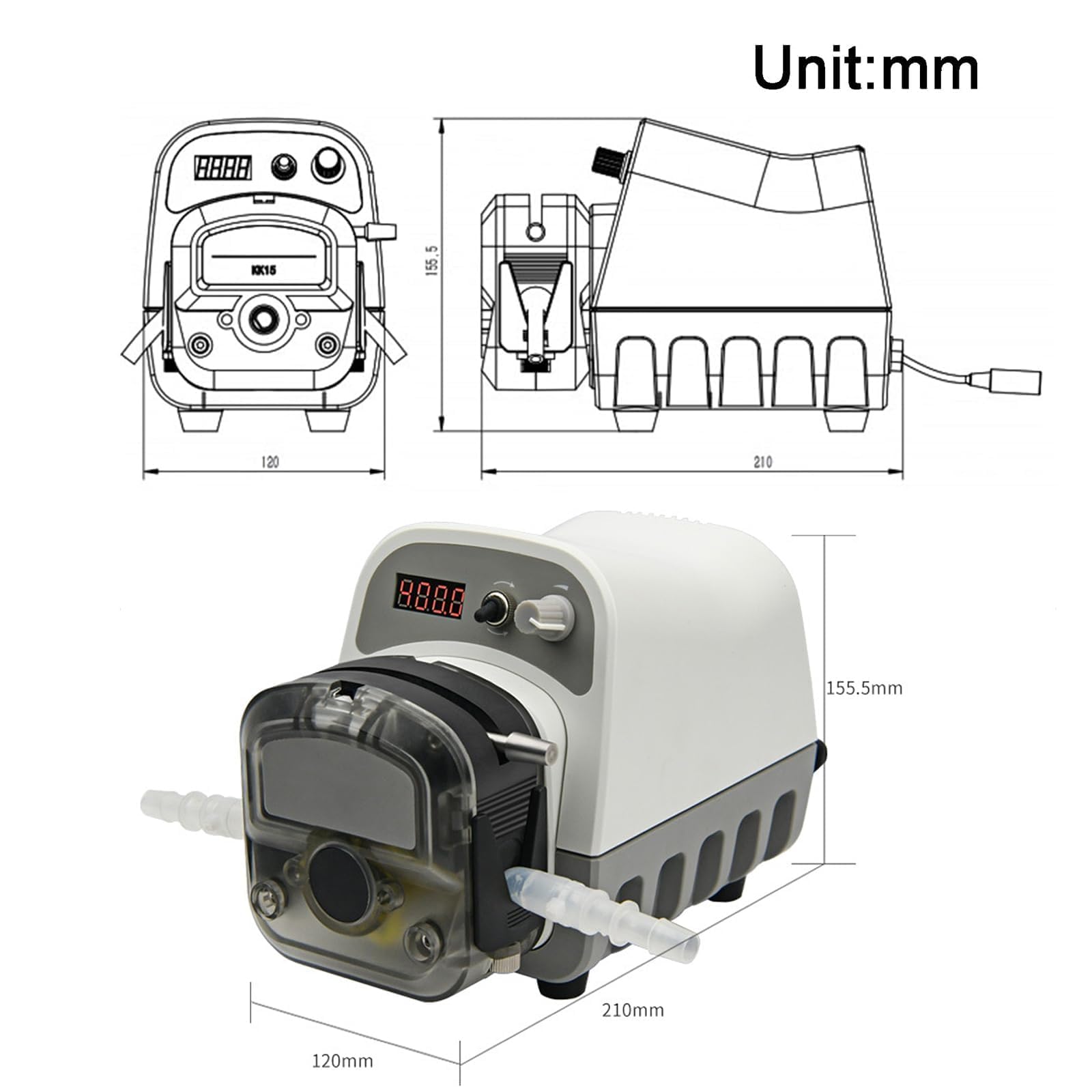 Perystaltyczna pompa dozująca, 1500 ml/min, 0,1-400 obr./min, silikonowa