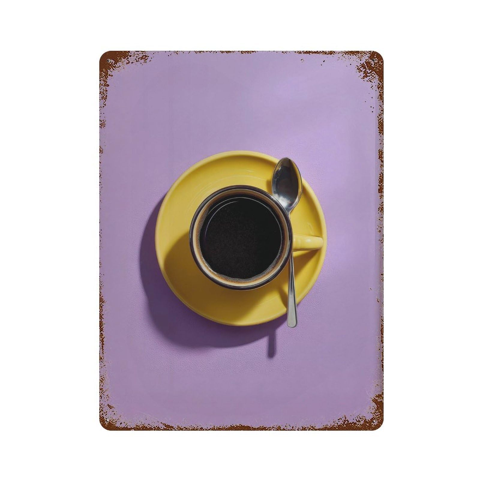 xiaoxiaoshen Yellow Coffee Cup Wall Decor Art Metal Tin Poster Modern Home Decor Art Home Bar Shop Decorations Vintage Sign 40x30cm