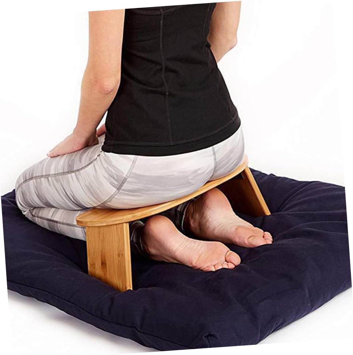 Meditation Stool Non- Zen Bench for Yoga Prayer Portable Folding Design Natural Texture for Comfortable Seating for Home Outdoor Use