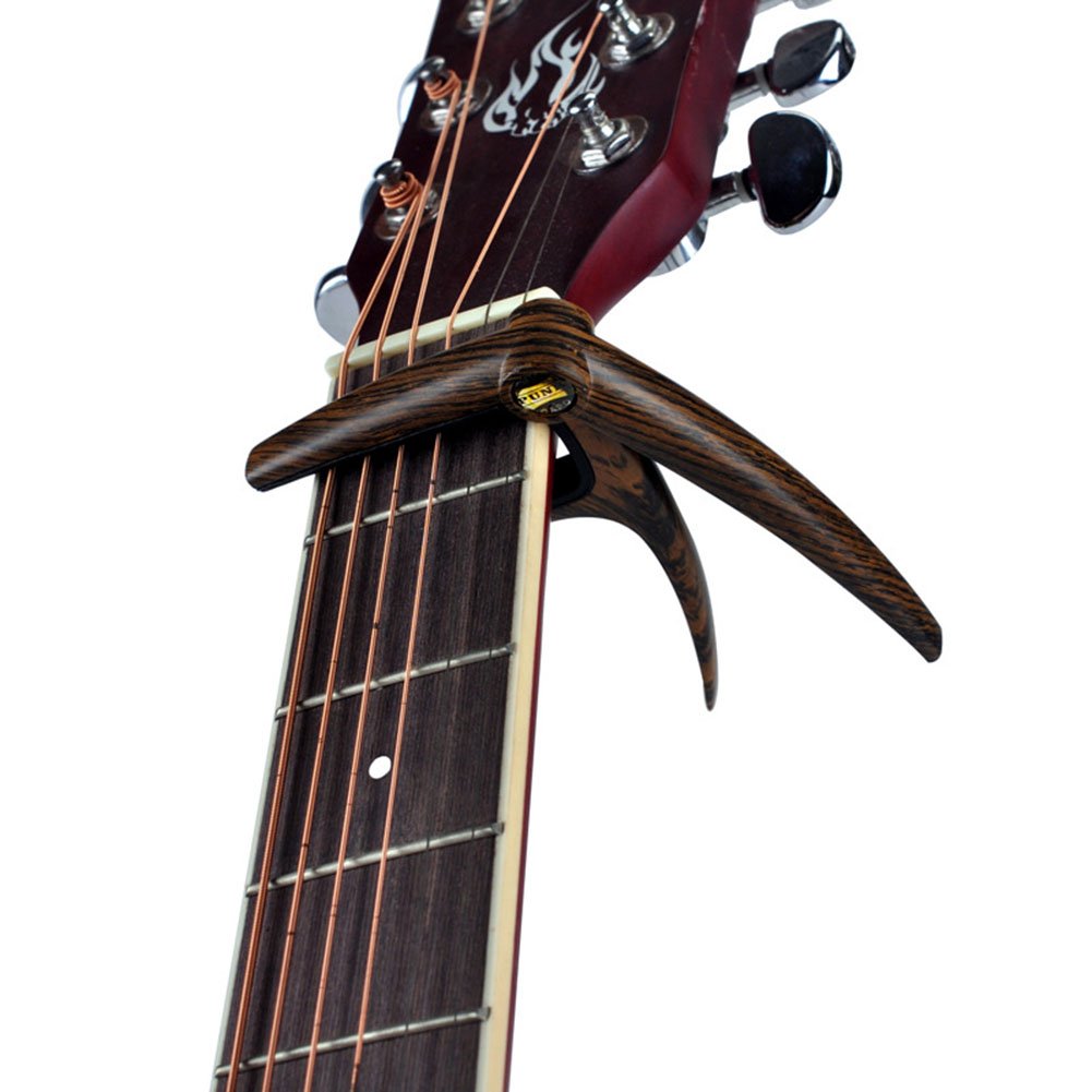 ELEOPTION(r) Premium Advanced Wood Pattern Guitar Capo Acoustic and Electric Guitars 6 String, No Scratch Single Handed Quick Change Capo, Applicable for Ukulele Banjo and Mandolin (FM-003)
