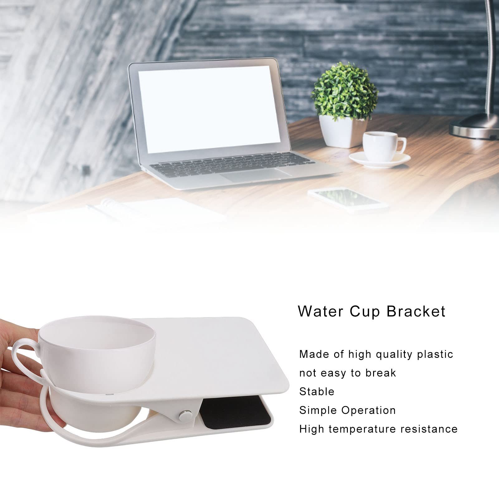 Porte-Gobelet Bureau Réglable à Clip – Support Tasse Café Blanc En ABS Et Aluminium, Fixation Solide Pour Table