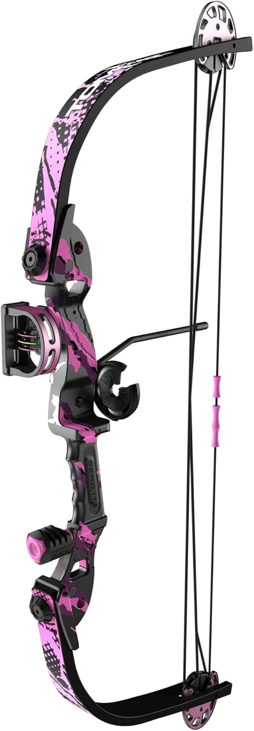 Barnett Tomcat Youth Compound Bow, Right-Handed Bow for Young Archers 8+, 17-22lb Draw Weight, 18-22in Draw Length, with 3 Pin Fiber Optic Sight, 2 Arrows, Attached Quiver