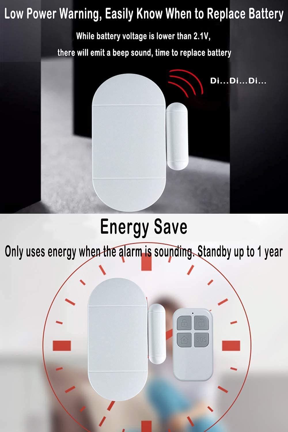 Shackcom 4pcs Alarma para Puertas y Ventanas con Control Remoto para casa con Sensor Magnético Inalámbrico para Sistema de Seguridad para el hogar - Antirrobo Detectores Sirenas con Pilas-130db