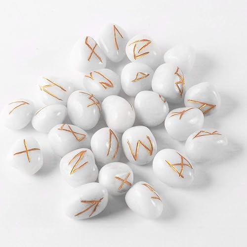 cosynee Piedras preciosas curativas de runas con bolsa (ágata blanca)