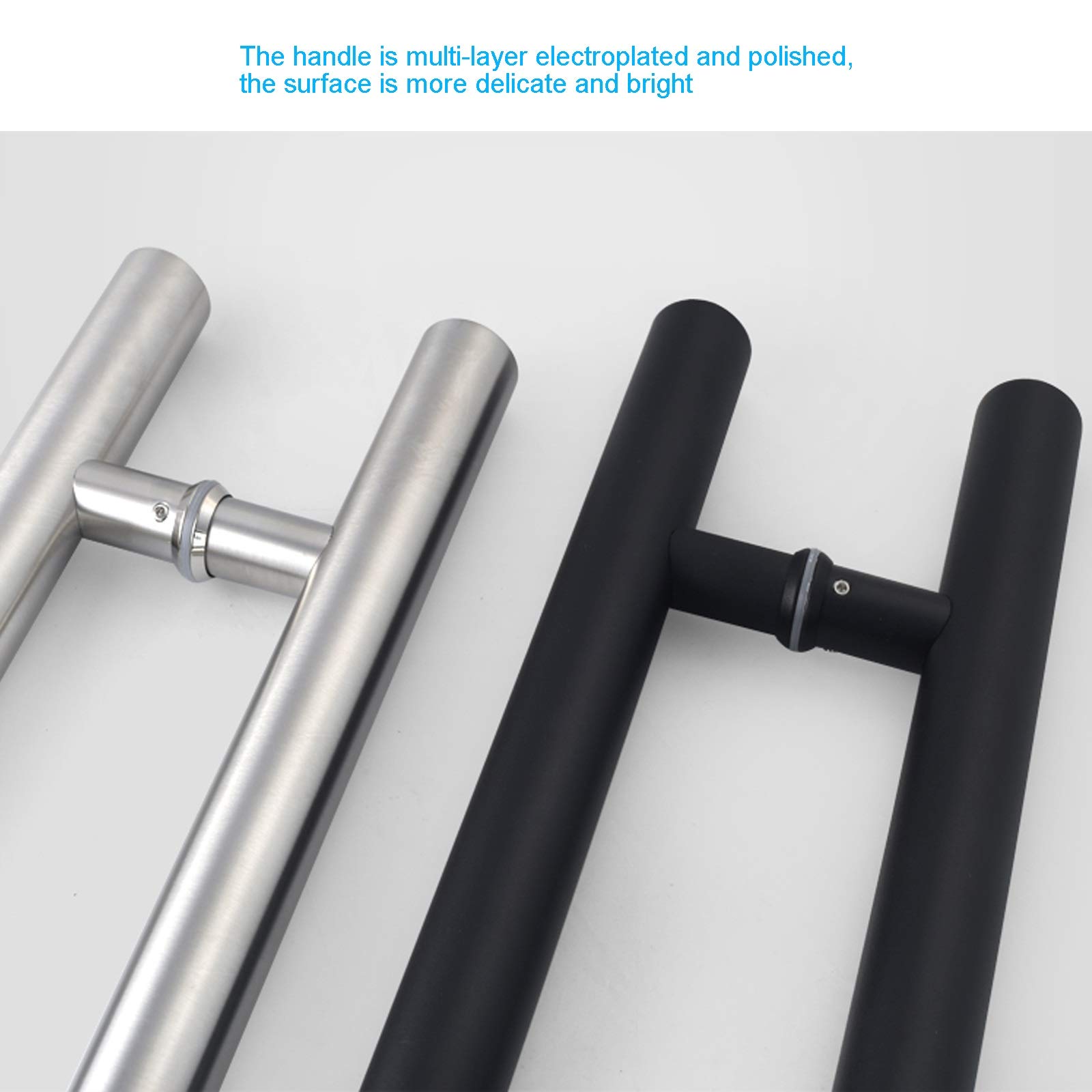 Manija De Puerta Manija De Puerta De Acero Inoxidable Pesado, Manija De Puerta Corredera De 38 Mm De Diámetro De Tubo Redondo, para Hogar/Tienda/Garaje/Oficina - Plateado/Negro - 4 Tamaños