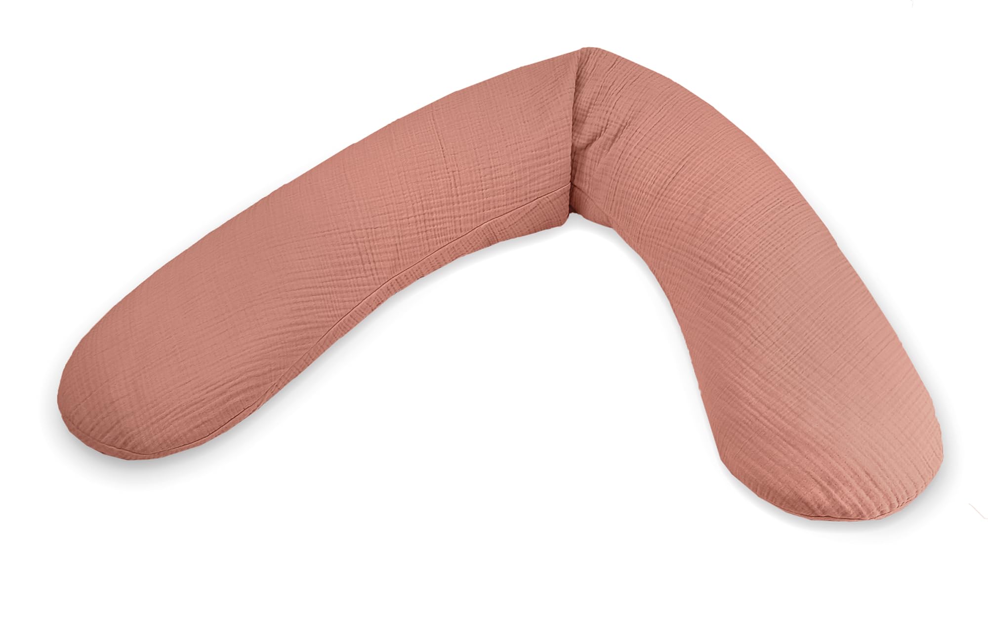 Theraline Cojín original para embarazadas y lactancia, 190 cm, con perlas, incluye funda de cojín de lactancia Terra Cotta, muselina