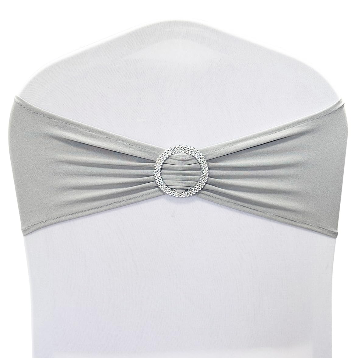 Spandex Chair Sashes Bands, Silver, 30PCS