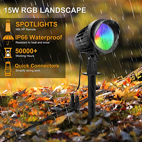 Meikee 15W Rgb Low Voltage Landscape Lights, Rgb Color Changing Landscape Lights Remote Control Garden Pathway Landscape Spotlights For Outdoor #TOP2