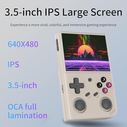 Miniatura 4 de Consola de juegos retro G350 con pantalla IPS de 3.5 pulgadas, sistema Linux, procesador RK3326, 4371 juegos integrados, 64 GB de almacenamiento,