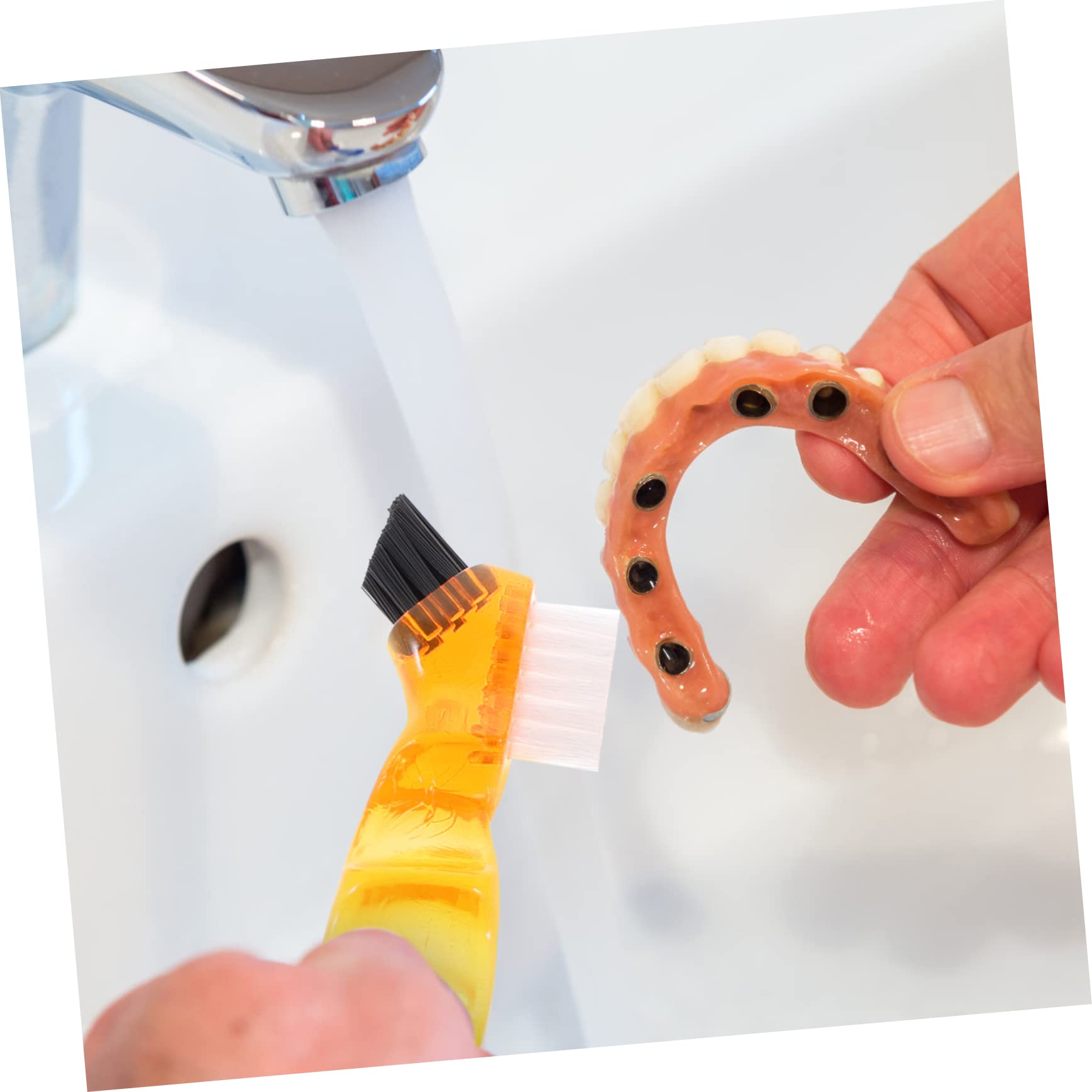FRCOLOR 3 Set Di Mini Spazzolini Da Denti Personali Per Protesi Dentarie Mini Spazzola Bifacciale Compatta Portatile Per La Pulizia Della Casa Orale 4 Pezzi*3