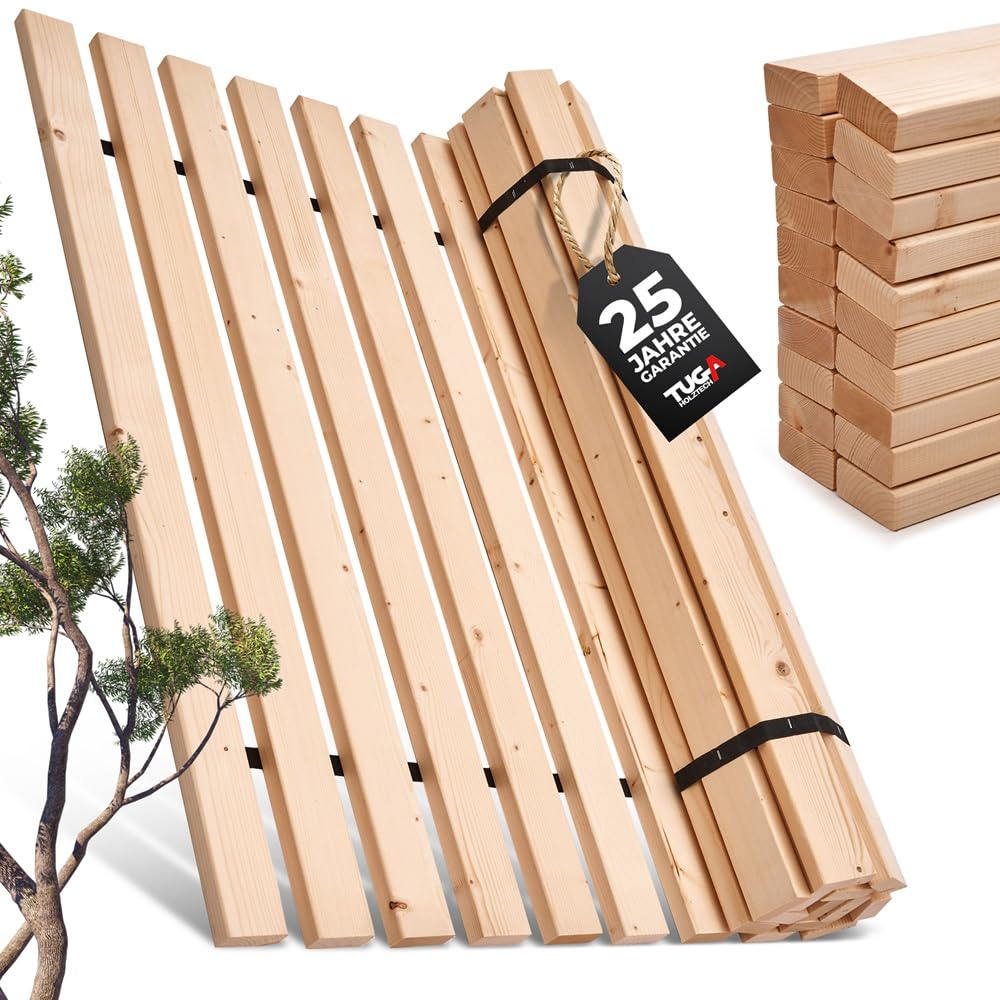 TUGA - Holztech Marken Rollrost Lattenrost 140 x 200 cm 500kg Bettrost Qualitätsarbeit aus Deutschland mit 25 Jahren Garantie