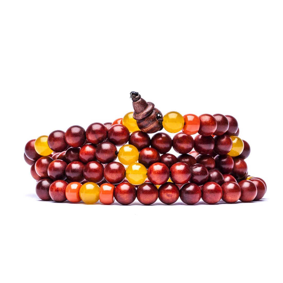 TAMASHII Mala Tibetana in Legno, Corniola e Agata Gialla
