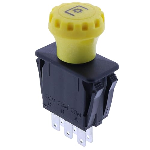 Miniatura 2 de JEENDA Interruptor de toma de fuerza LVA21438 AM127393 AM124140, 2 posiciones, 8 terminales, botón pulsador, amarillo, compatible con John Deere