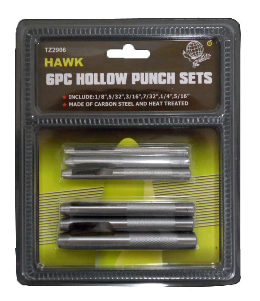 WEDGE 6 Piece Hollow Punch Set | High-Carbon Steel | Punch Sizes 1/8