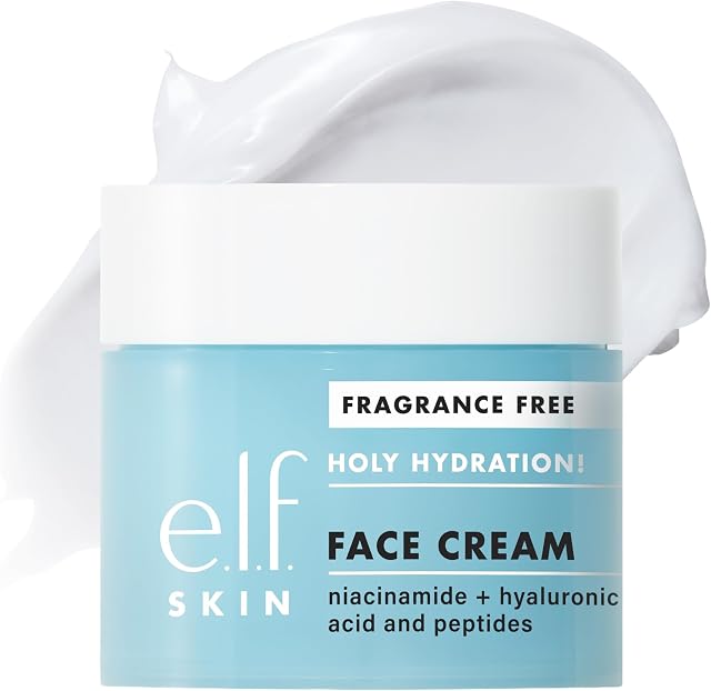e.l.f. SKIN Holy Hydration! Face Cream, Fragrance Free, Smooth, Non-Greasy, Lightweight, Nourishing, Moisturises, Softens, Absorbs Quickly, Suitable For All Skin Types