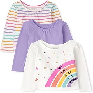 The Children's Place Baby Toddler Girl Long Sleeve Rainbow Top 3-Pack