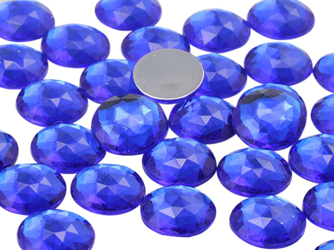 Allstarco Blue Sapphire .Ph 11Mm Flat Back Round Acrylic Rhinestones Plastic Gems For Jewelry Making Costume Jewels Cosplay Embelishments - 75 Pieces (Blue Sapphire .Ph)