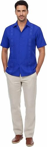 Miniatura 4 de Allsense - Camisa guayabera cubana de manga corta con botones para hombre