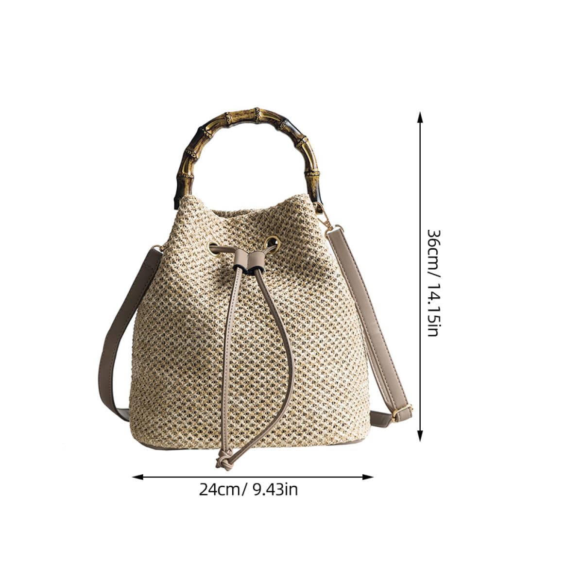 Borsa Secchiello Donna a Mano in Lino e Poliestere, Khaki | Stile Semplice e Generoso, per Scuola e Party, Borsa Intrecciata Fashion