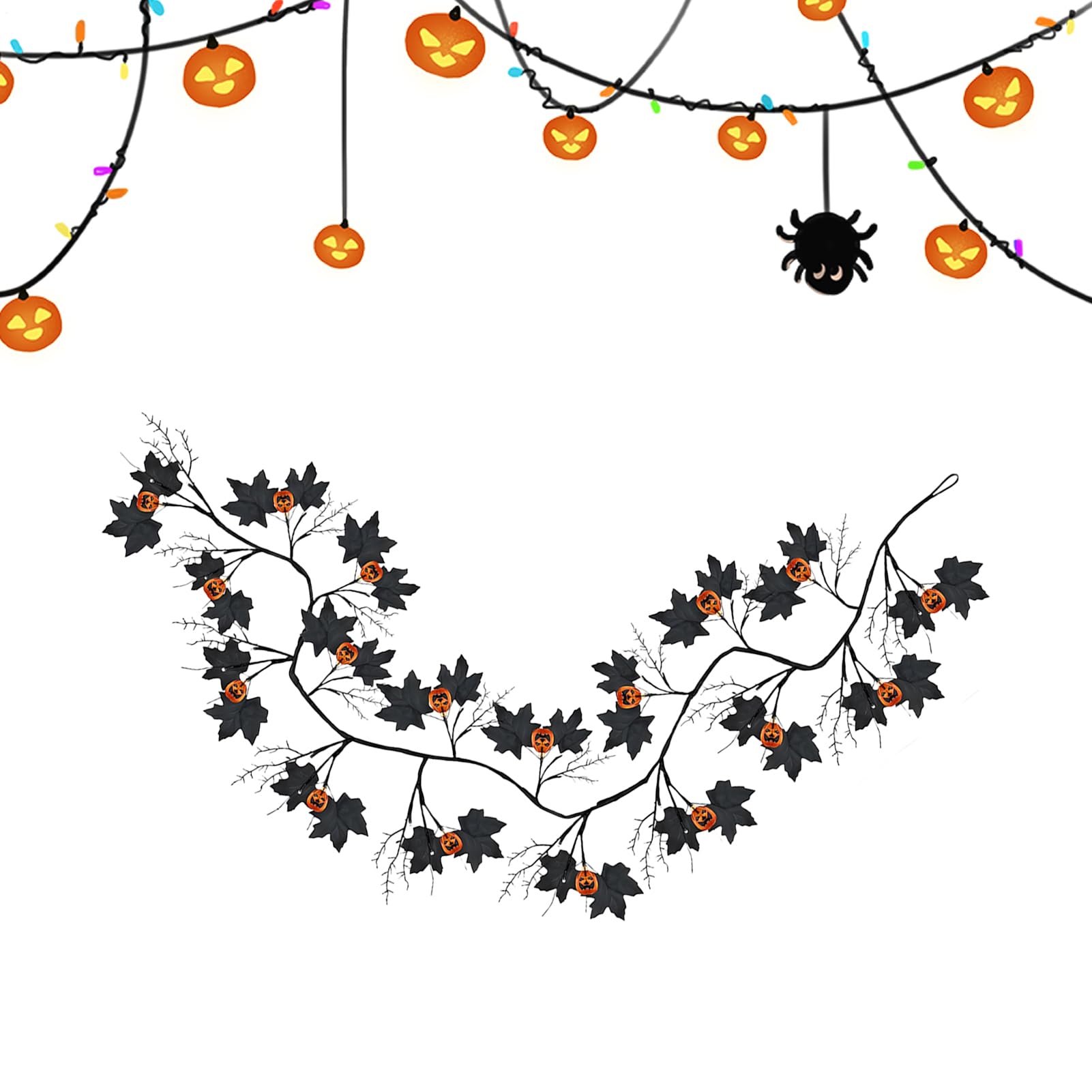 Lumières à rampe d'Halloween à piles avec 8 modes d'éclairage pour mur