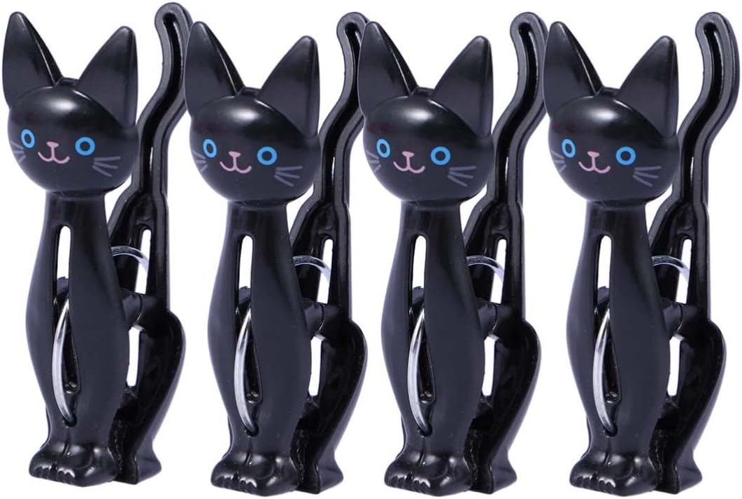 BESPORTBLE Bag Clips Bag Clips Cat-Shaped, 4Pcs Cat Chip for Food Storage, Snack and Chips - Cartoon Clothes Household Sealing Clothespins