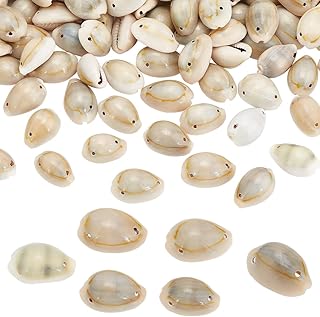 PH PandaHall 200 pcs 2 Hole Seashell Natural Cowrie Spiral Sea Shell Links 12~18mm Seashell Beads Beach Sea Shell Beads for Earring Bracelet Pendant Jewelry DIY Craft Making Wedding Party Decor