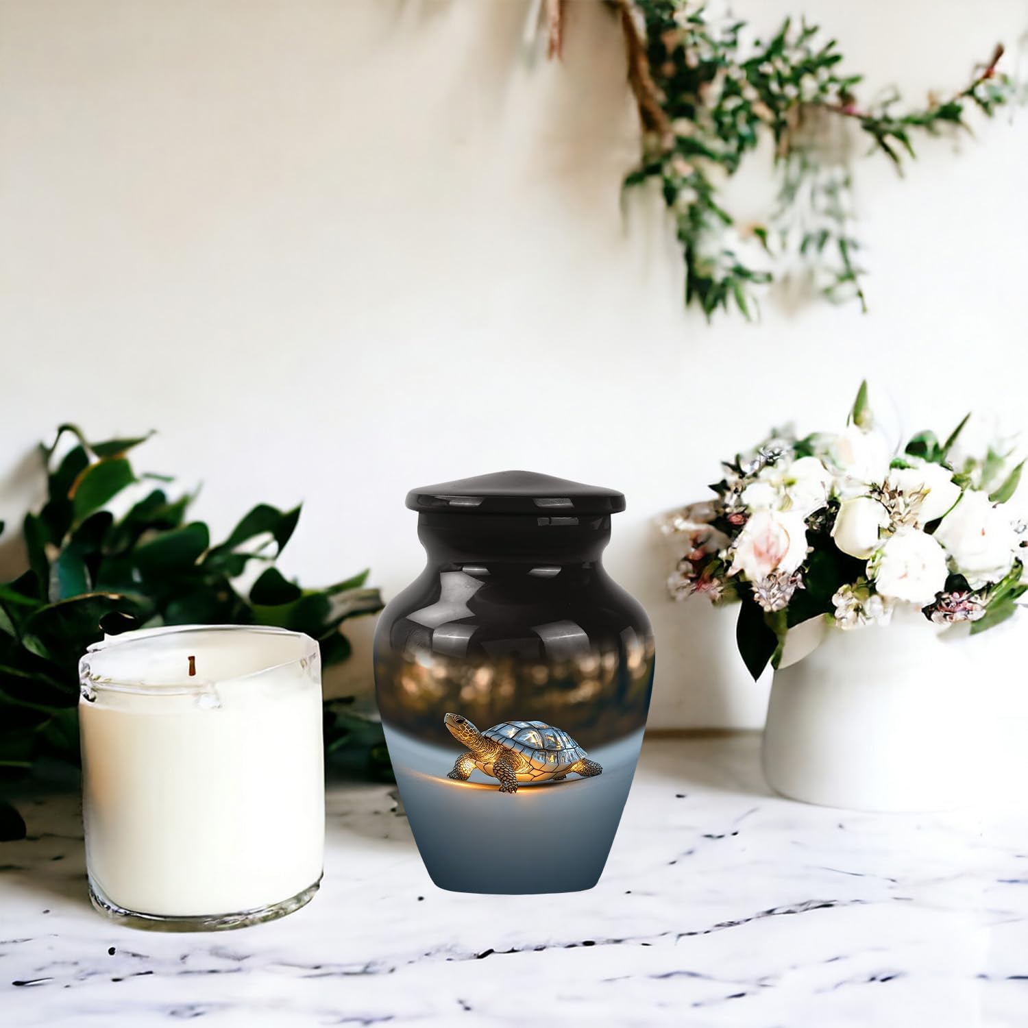 Turtle Haven Urn - Small Urns for Human Ashes Keepsake - Urn for Ashes for Women - Cremation Urns for Human Ashes - Urns for Human Ashes Adult Man - Mini Urns for Human Ashes - Funeral Urns 3 Inch