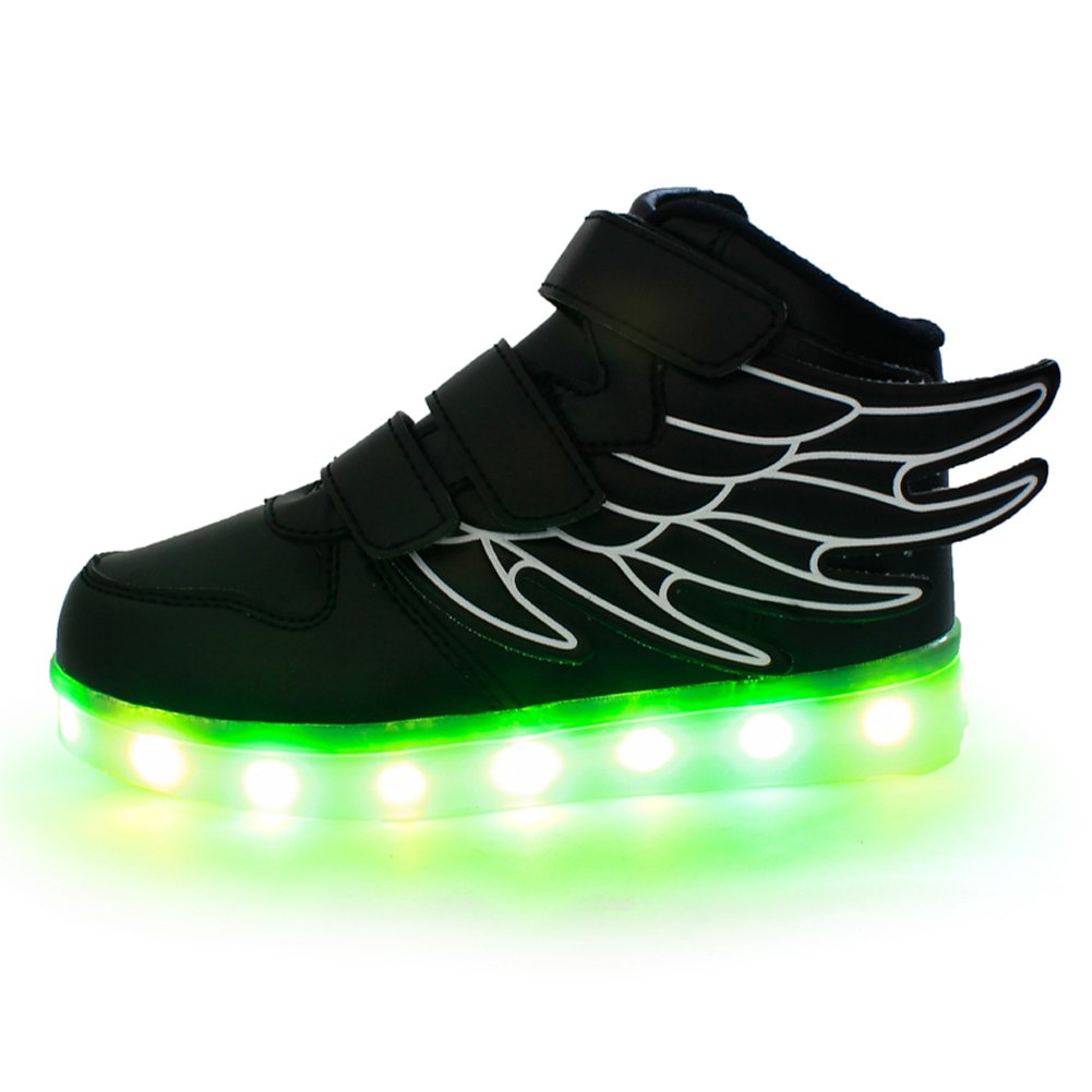 Wings Children's 7 Colors LED Shoes Flashing Rechargeable Sneakers Dance Shoes for Kids Toddler