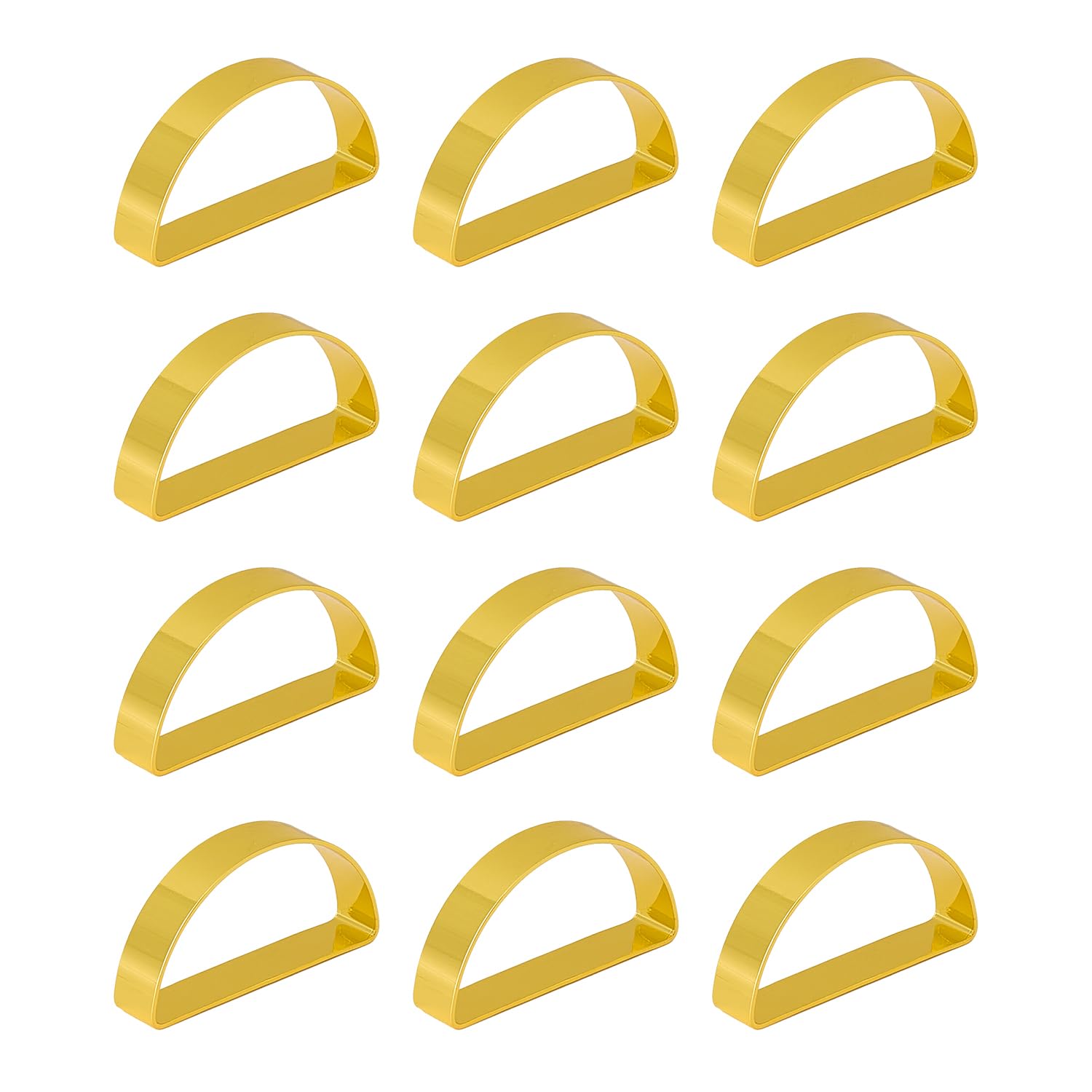 Yookat 12pc Stainless Steel Napkin Rings Semicircle Metal Gold Napkin Holder Buckles for Dinner Table Decor Wedding Banquet Party