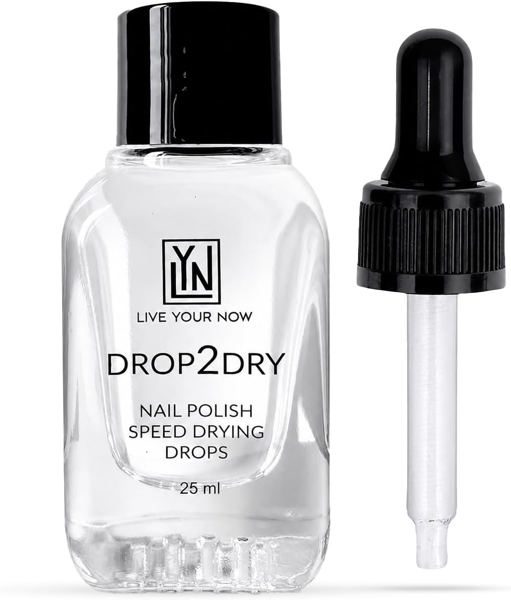 LYN Drop2Dry Nail Polish Speed Drying Drops, 25ml, Glossy Finish, Nail Lacquer Quick Dry Drops, Smudge-Proof, Easy to Use & Fast Drying Manicure Solution
