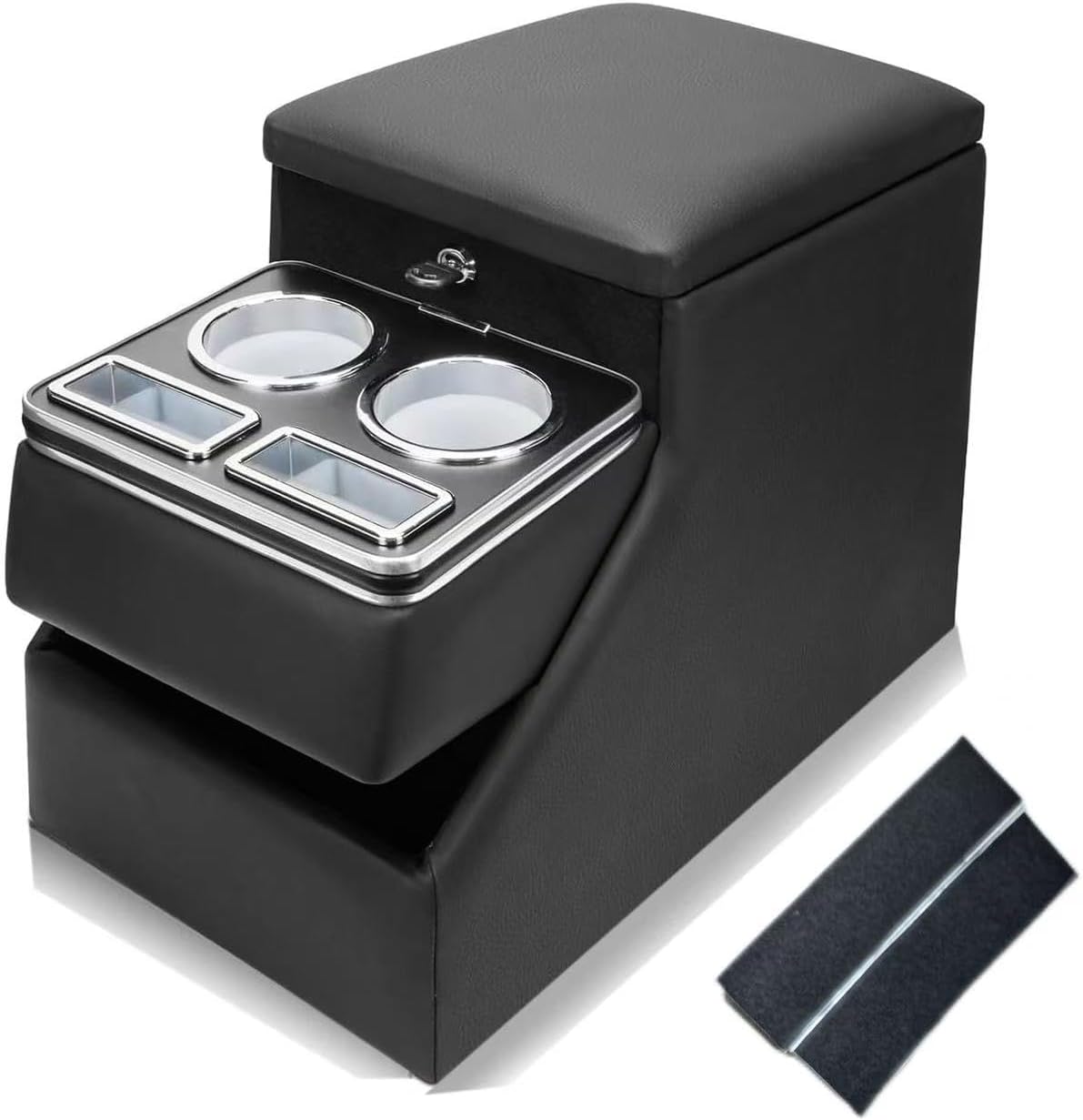 Truck Center Console Organizer Between Seat for Minivans, SUVs, Middle Van Bench Organizer for Floor Console Organizer Storage Box with Locking Design