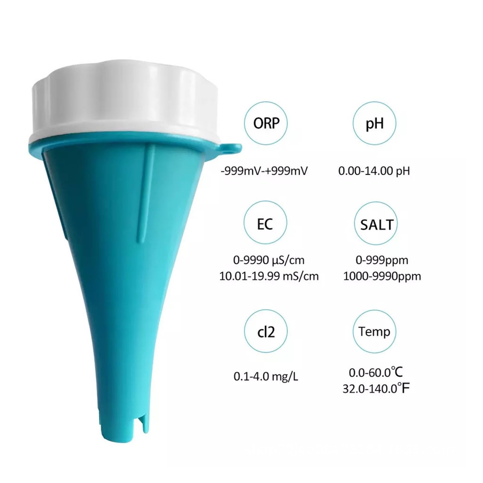 Monitor intelligente della qualità dell'acqua Bluetooth 6 in 1, tester del cloro temperatura PH ORP EC TDS for piscina,Alta precisione