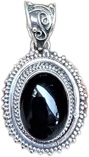 Black Onyx Pendant, 925 Silver Plated, Cabochon Pendant, Oval Stone Pendant, Oval Pendant, Handmade Gemstone Jewelry, Boho Pendant, Statement Necklace, Black Gemstone Pendant, Healing Crystal Pendant