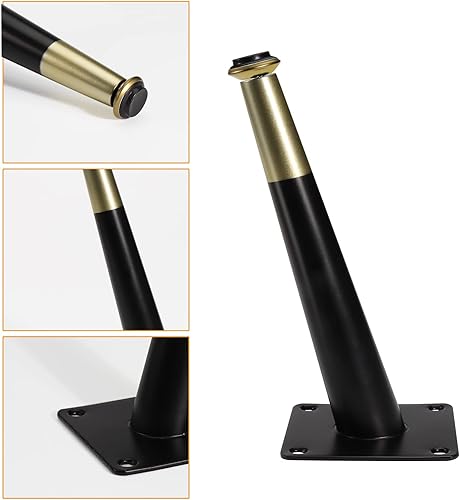 Miniatura 4 de 4 patas de muebles de color negro mate de 6 pulgadas, patas de metal cónicas oblicuas para gabinete, sofá, mesa, silla, cama, aparador, elevadores,