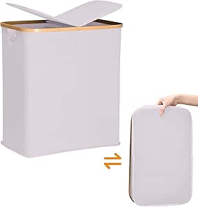 Cesta Grande Para Ropa Sucia Con Tapa 100l Asas Bambu | Envío gratis