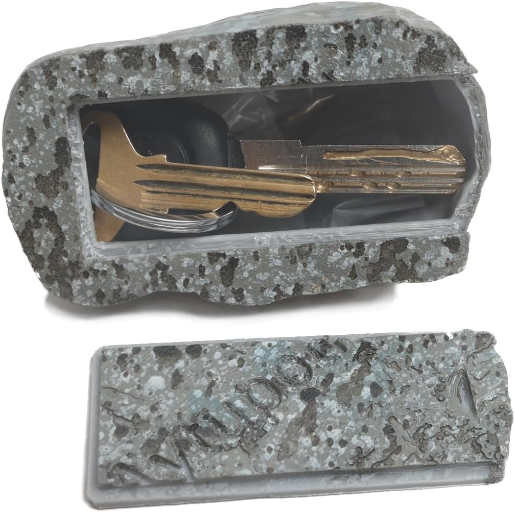 Spare Key Hider Rock - Hide a Key Outside in a Real-Looking Stone, Key Hiders Outside for Outdoor Garden or Yard (Gray)