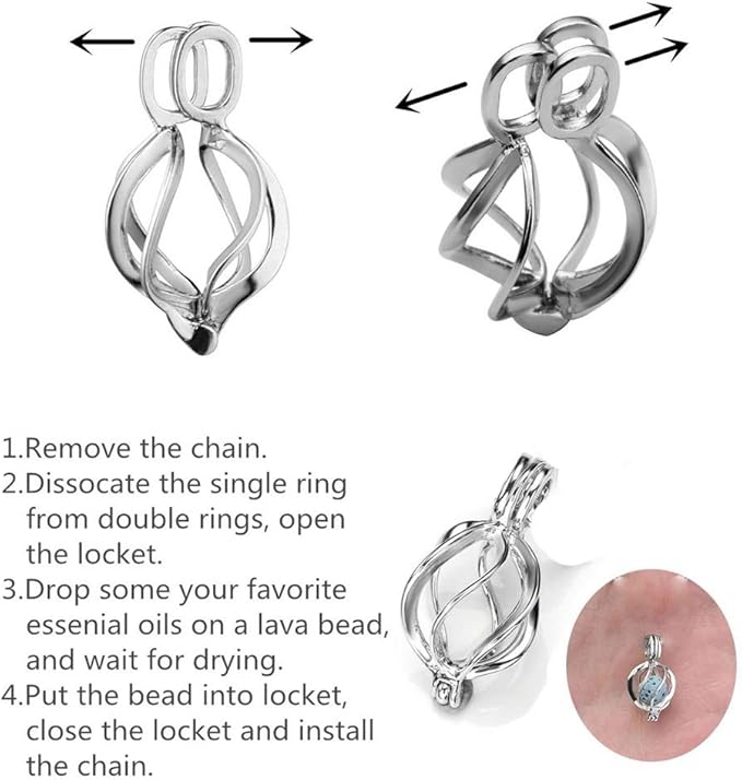 Collar difusor de aceites esenciales con 8 bolas de lava miniatura 3