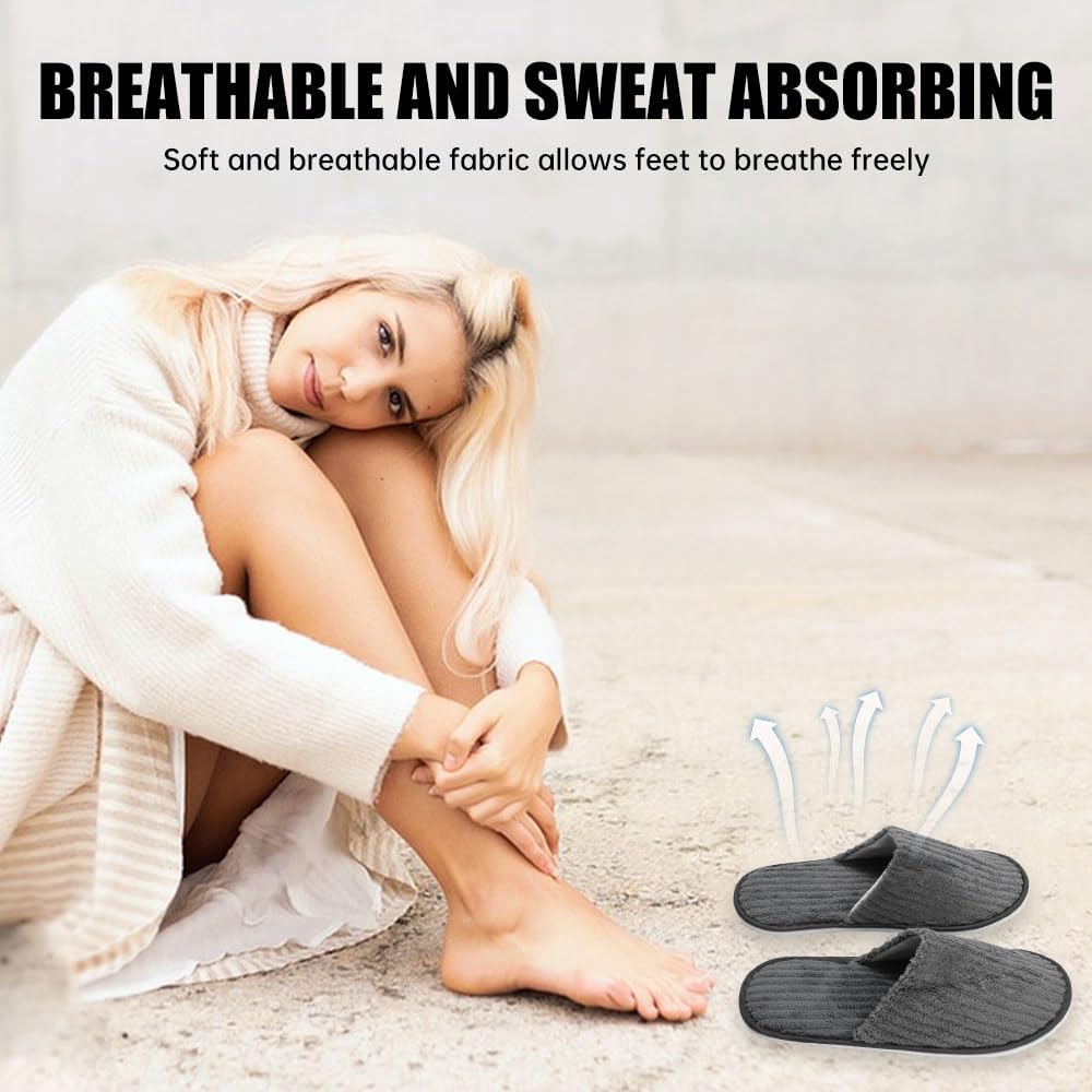 FutrLiv Coral Fleece Slippers - 5 Pairs of Unisex Closed-Toe Non-Slip Hotel Slippers, Ideal for Home, Travel, and Guest Use, Comfortable & Portable 4 61dLLXV 8gL. AC SL1000