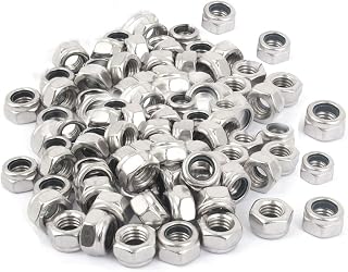 M8 x 1.25mm Nylon Insert Hex Lock Nuts, Stainless Steel Lock Nut Assortment Kit for Hardware Accessories Stainless Steel Finish Hex 100PCS