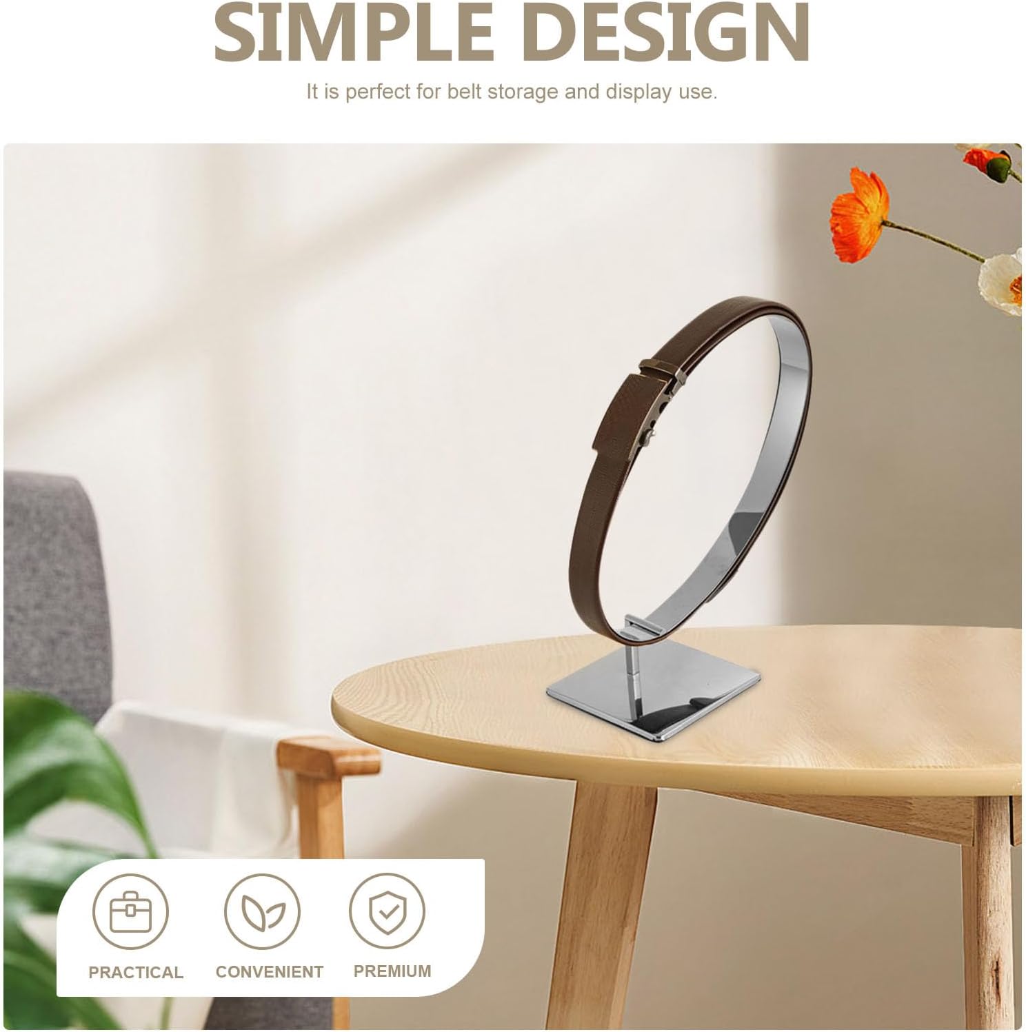 BESTonZON Belt Display Rack, Stainless Steel Table Belt Showing Shelf, Space-saving Waist Stand for Stores, Silver Color, 12. 20 X 5. 11 X 5. 11 Inch