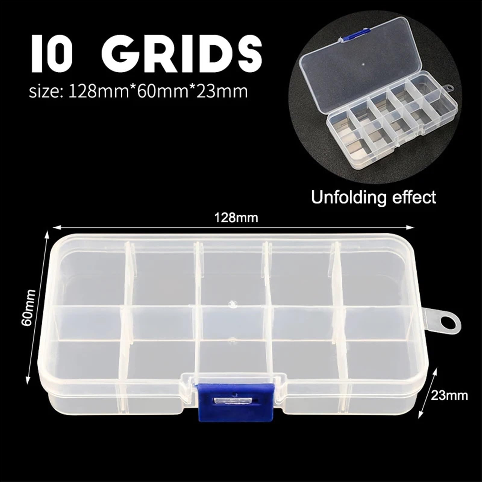Organizador De Tornillos Caja de plástico 5 piezas, organizador joyas 10 a 24 rejillas, caja PP transparente con tornillos for pastillas, llaves y monedas