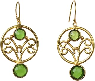 Veracity Jewelry Peridot Handmade Earrings For Women - 18K Gold Plated August Birthstone Earrings - Best Selling Green Peridot Handmade Jewelry Earrings - Stunning Beautiful Fashion Green Gemstone Gift Jewelry For Women - VE-382