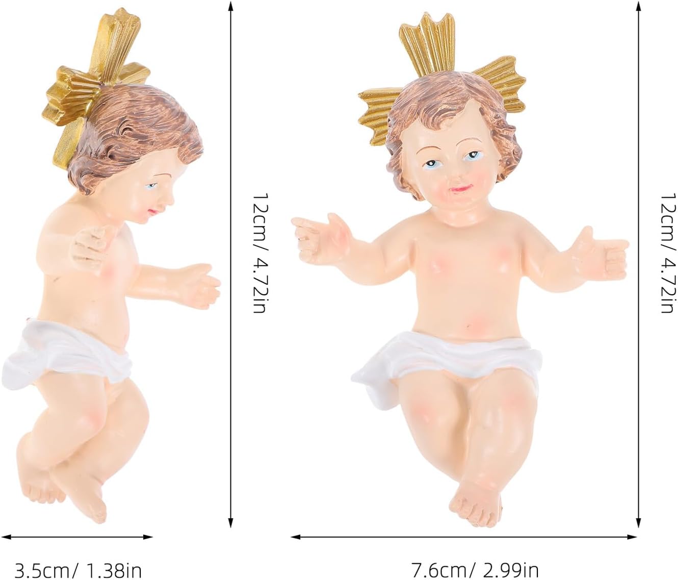 Resin Figurine Nativity Scene Ornament Religious Catholic Tiny Jesus Statue with Cross and Outstretched Arms for Christmas Home and Church Décor