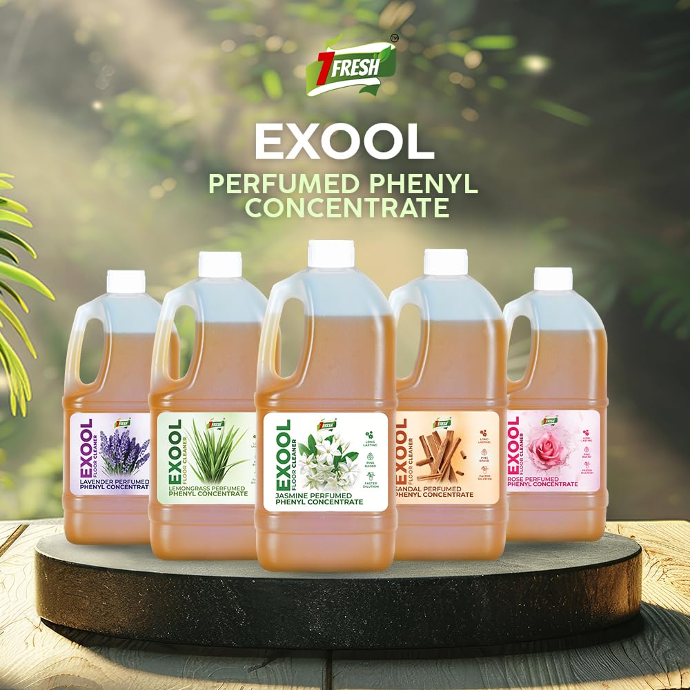 7Fresh Exool JASMINE Perfumed Phenyl Concentrate Liquid 900 ml (MAKES 30 LITTER OF THICK WHITE PHENYL) Pine Based/Long Lasting/Faster Dilution/Phenyl Essence 4